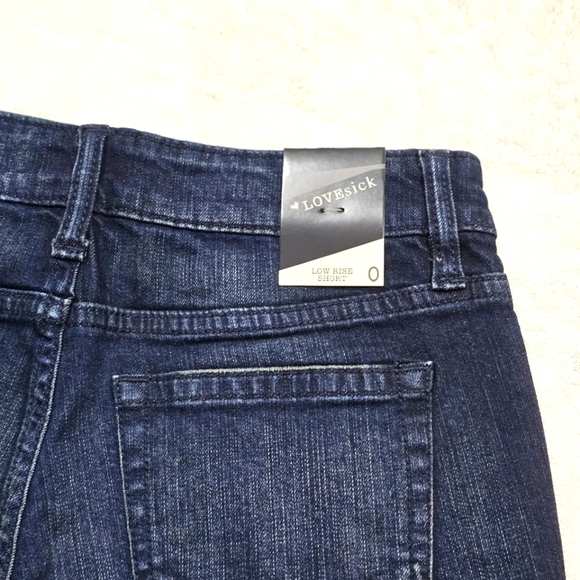 Lovesick Blue Jean Shorts w/ White Crochet Skull Lace Overlay Raw Hem Distressed - Picture 7 of 10